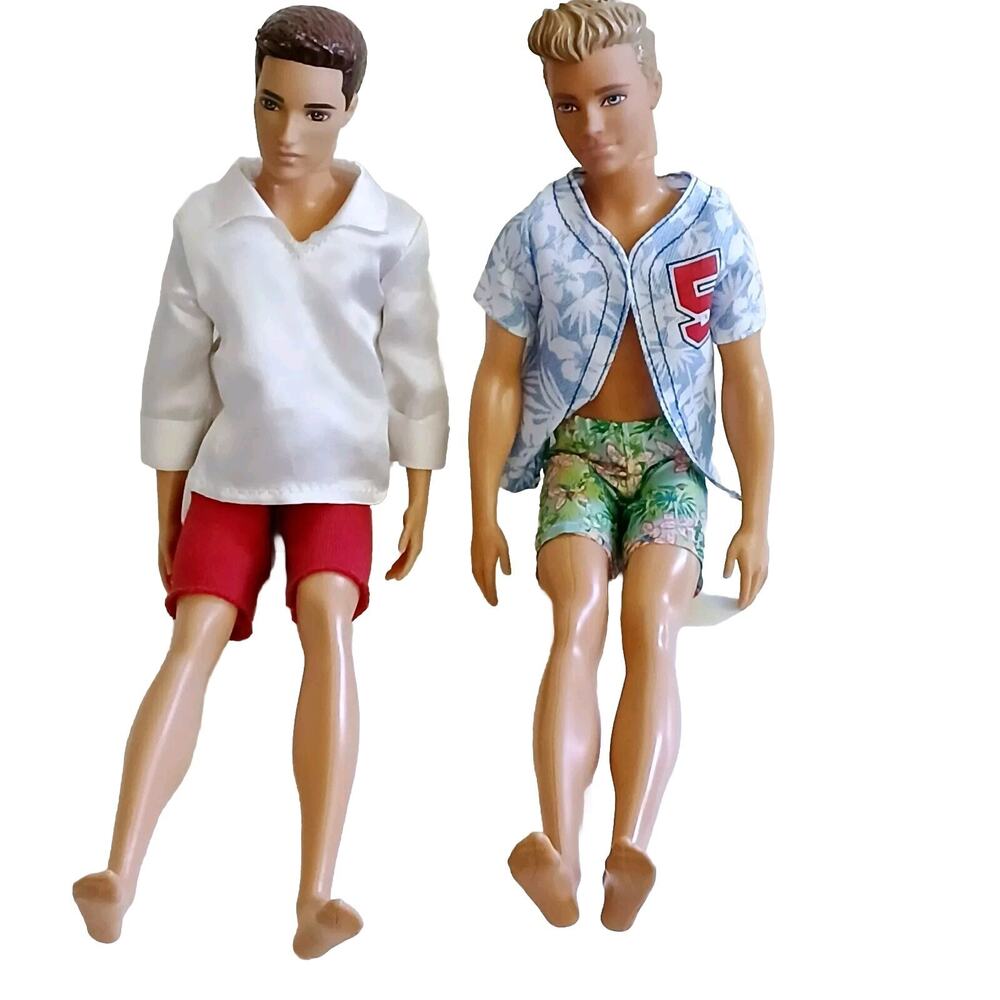 MATTEL BARBIE KEN COLLECTOR'S DOLLS MOLDED HAIR LOT OF 2